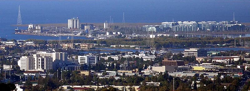 Redwood City viewed toward San Francisco Bay